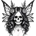 fairy and skull tattoo design idea