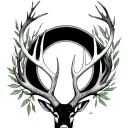 willow branch white tail deer antlers tattoo design idea