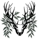 willow branch white tail deer antlers tattoo design idea