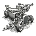 hot rod inside skin opening tattoo design idea