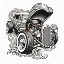 hot rod inside skin opening tattoo design idea