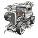 hot rod inside skin opening tattoo design idea