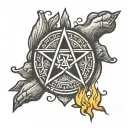 Pentagram Campfire tattoo design idea