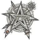Pentagram Campfire tattoo design idea