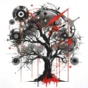 tree abstract compas tattoo design idea
