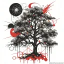 tree abstract compas tattoo design idea
