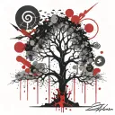 tree abstract compas tattoo design idea