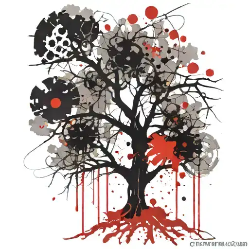 tree abstract compas tattoo design idea