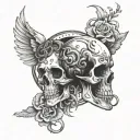 Gemini, skull, sun and moon tattoo design idea