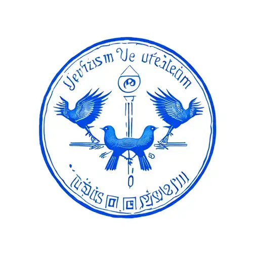 seal of jerusalem with blue birds tattoo design idea