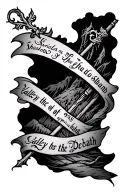 psalm 23 as a landscape, emphasise the shadow of the valley of death, show the rod and staff tattoo design idea