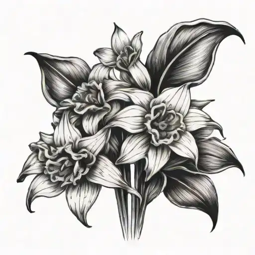 daffodils and lily calla tattoo design idea