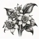 daffodils and lily calla tattoo design idea