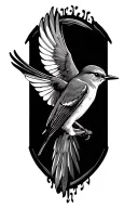 mocking bird flying tattoo design idea