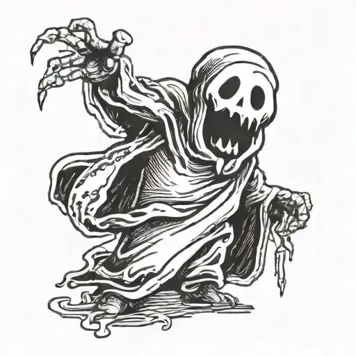 halloween ghost tattoo design idea