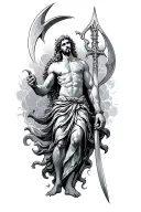 Neptune god spearing tattoo design idea