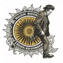 sun record company logo with Johnny cash walking towards it   tattoo design idea