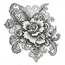 baroque writing template tattoo design idea