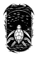 US Navy Shellback turtle centered inside tattoo design idea