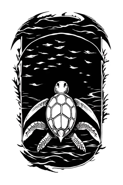 US Navy Shellback turtle centered inside tattoo design idea