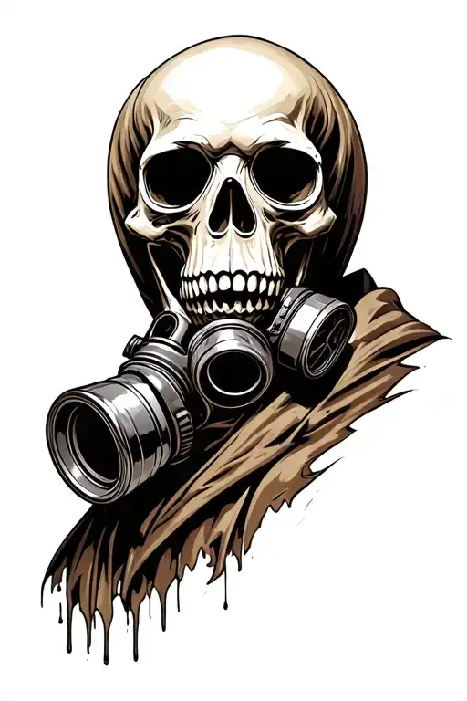 Grimm reaper skull wearing gas mask tattoo design idea