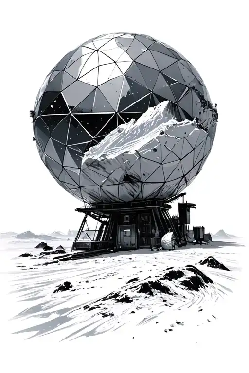 antarctica south pole geodesic dome tattoo design idea