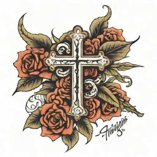 Philippians 4:13 written behind a cross tattoo design idea