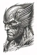 Wolverine tattoo, close face look, skrech, half skull tattoo design idea