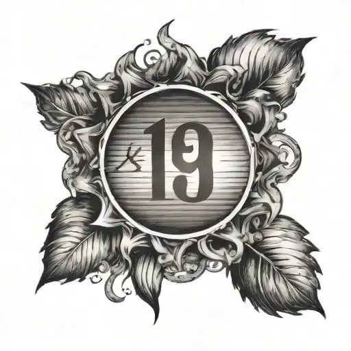 sun with number 19 at the bottom in small font in elegant style tattoo design idea
