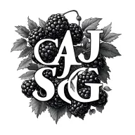 blackberries intertwined initials AJ CJ SG letters tattoo design idea