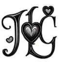 "JC" initials JC with heart above J tattoo design idea