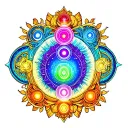 7 chakras intertwined with elements tattoo design idea
