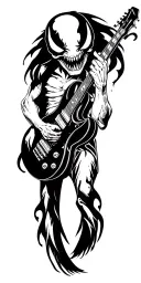 Venom playing the guitar tattoo design idea