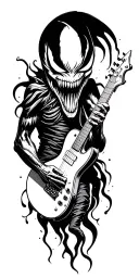 Venom playing the guitar tattoo design idea