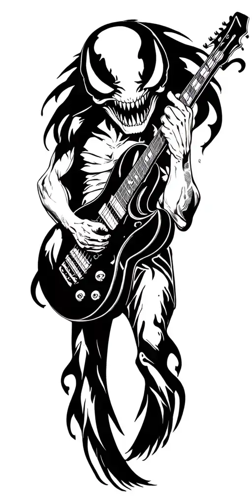 Venom playing the guitar tattoo design idea