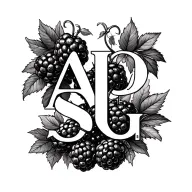 blackberries intertwined initials AJ CJ SG letters tattoo design idea