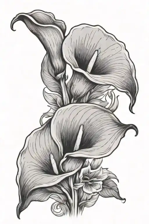 calla lily intertwined tattoo design idea