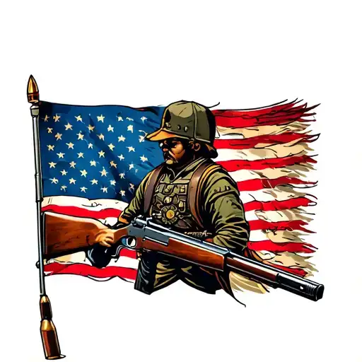 2nd amendment garrison flag rifle bullets tattoo design idea