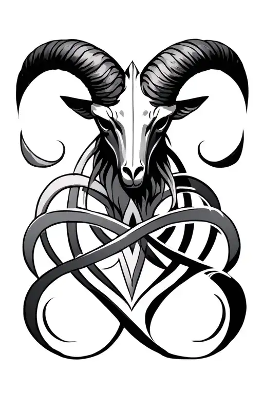 Velaris, aries, Aquarius symbol intertwined tattoo design idea