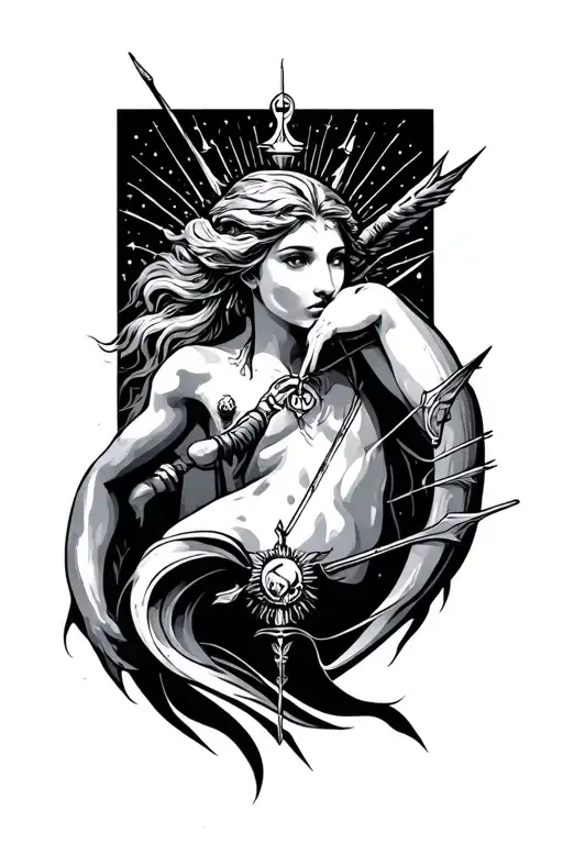 Libra And Sagittarius Combined tattoo design idea