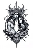 Libra And Sagittarius Combined tattoo design idea