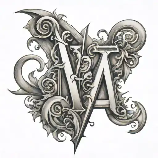 letters inlcude V,M,J,G tattoo design idea