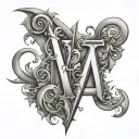 letters inlcude V,M,J,G tattoo design idea
