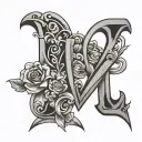 letters inlcude V,M,J,G tattoo design idea