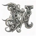 letters inlcude V,M,J,G tattoo design idea