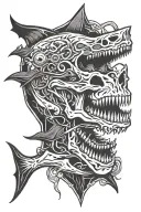 skull great white shark grim reaper Harley Davidson  tattoo design idea