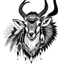 a gazelle mixed with Native American face tattoo design idea