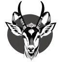 a gazelle mixed with Native American face tattoo design idea