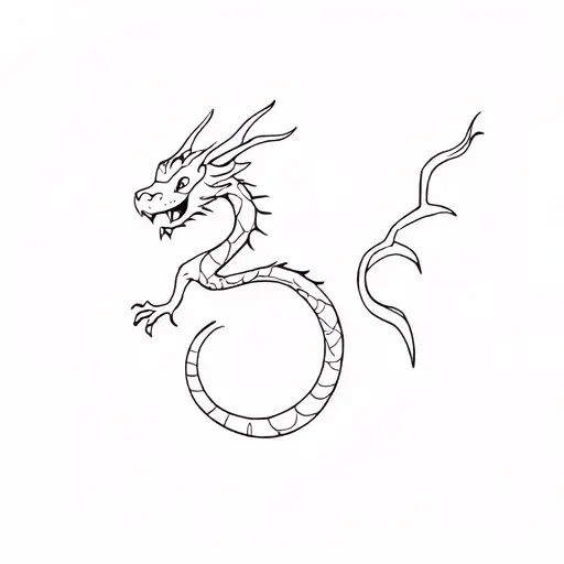 small minimalist linear cute dragon tattoo tattoo design idea