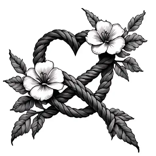 celtic love knot rope and flowers tattoo design idea